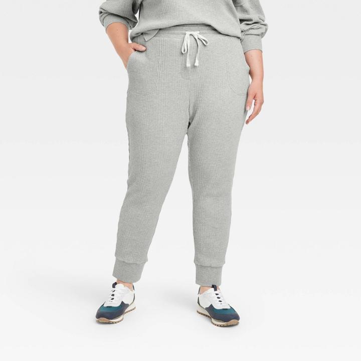 Women's Plus Size Waffle Knit Jogger Pants - Universal Thread Heather Gray