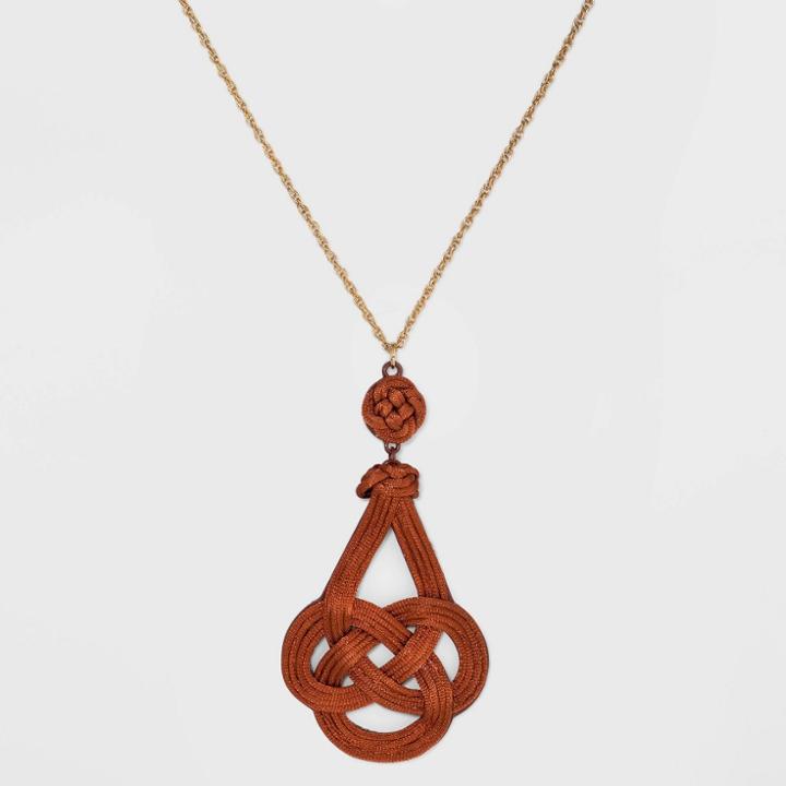 Knotted Cord Pendant Necklace - A New Day Rust, Women's, Red