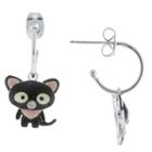 Target Silver Plated Cat Charm Hoop Earrings, Women's, Black/silver/white/pink