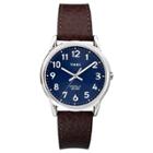 Men's Timex Easy Reader Watch With Leather Strap - Silver/brown T2p319jt