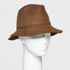 Women's Down Brim Faux Suede Fedora - A New Day Brown, Camel
