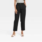 Women's High-rise Pleat Front Tapered Chino Pants - A New Day Black