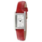 Peugeot Watches Peugeot Women's Classic Rectangle Silver Tone Watch - Red