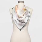 Women's Large Square Floral Print Silk Scarf - A New Day Cream One Size, Women's,