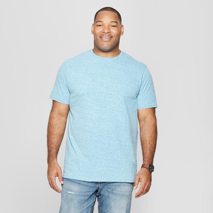Men's Big & Tall Regular Fit Short Sleeve Novelty Crew T-shirt - Goodfellow & Co Hawaiian Blue
