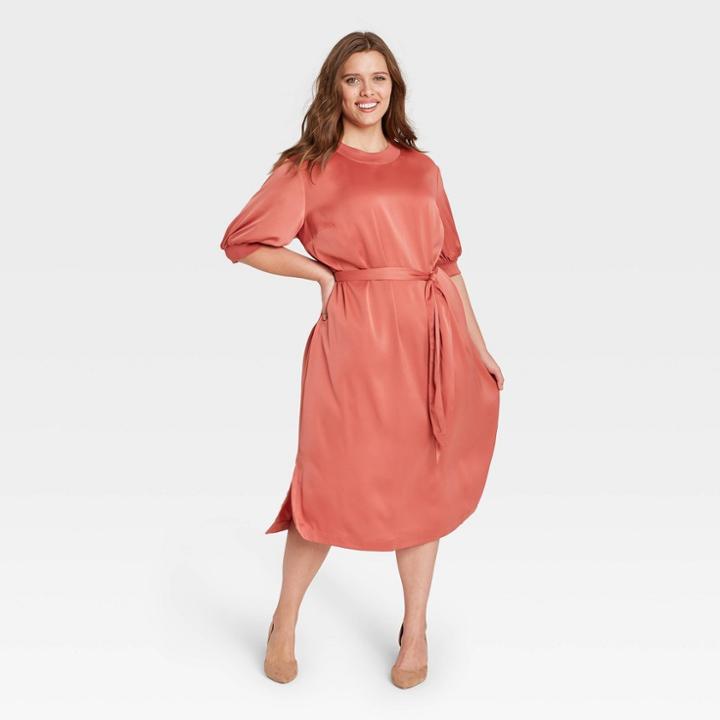 Women's Plus Size Balloon Short Sleeve T-shirt Dress - Who What Wear Pink