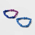Mixed Abstract Color Block Beaded Bracelet Set 2pc - Universal Thread Blue
