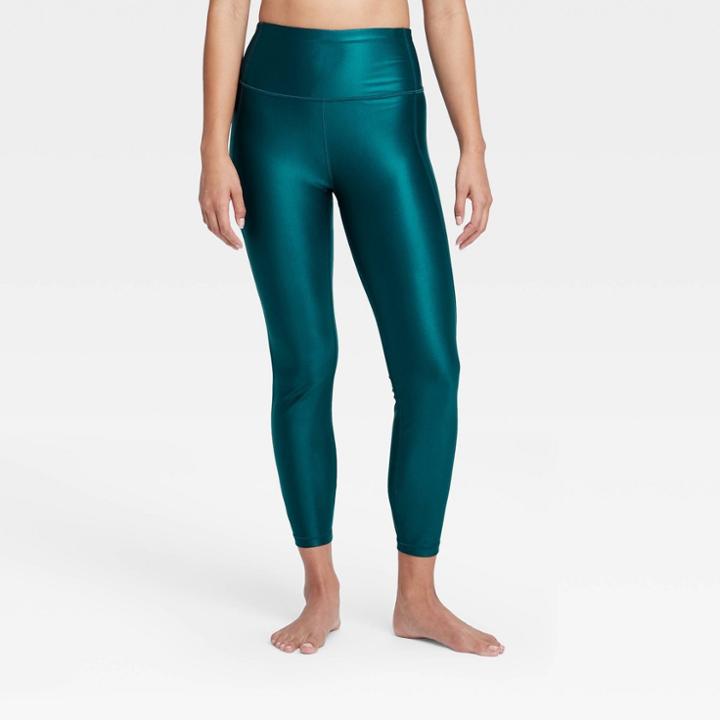 Women's Contour Power Waist High-rise 7/8 Leggings 24 - All In Motion Teal Xs, Women's, Blue