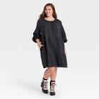 Women's Plus Size Balloon Long Sleeve Tiered Babydoll Dress - Universal Thread Charcoal Gray