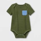 Baby Boys' Striped Pocket Bodysuit - Cat & Jack Olive Green