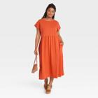 Women's Plus Size Short Sleeve T-shirt Dress - Universal Thread Orange