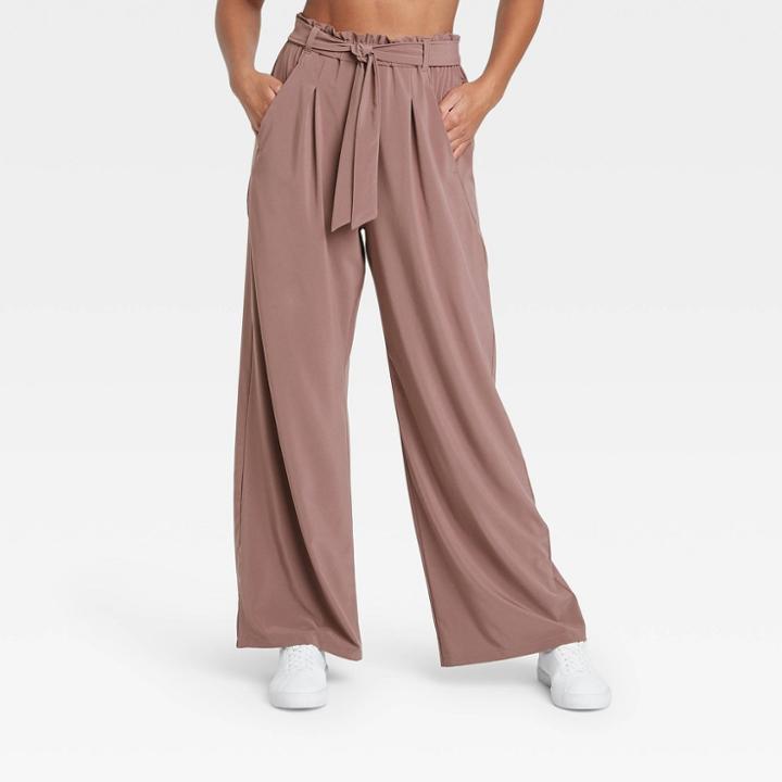 Women's Stretch Woven Wide Leg Pants - All In Motion Brown