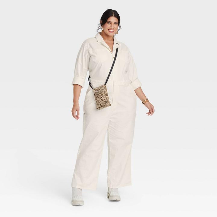 Women's Plus Size Long Sleeve Boilersuit - Universal Thread Cream