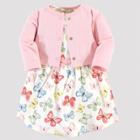 Touched By Nature Baby Girls' Butterflies Organic Cotton Dress & Cardigan - Pink/white 4t, Girl's, Butterflies - Pink/white