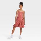 Girls' Wrap Front Woven Dress - Art Class Red Floral