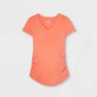 Maternity Short Sleeve V-neck Side Shirred T-shirt - Isabel Maternity By Ingrid & Isabel Orange