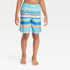 Boys' Striped Swim Trunks - Cat & Jack Turquoise Blue