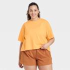 Women's Plus Size Supima Cotton Short Sleeve Top - All In Motion Peach Orange