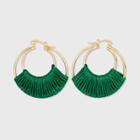 Two Row Threaded Hoop Earrings - A New Day Green