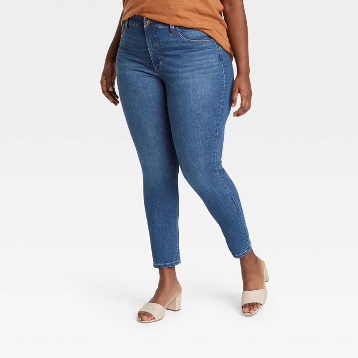 Women's Plus Size High-rise Skinny Jeans - Ava & Viv Medium Wash 16w,