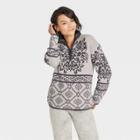 Women's Mock Turtleneck Quarter Zip Damask Pullover Sweater - Knox Rose Gray
