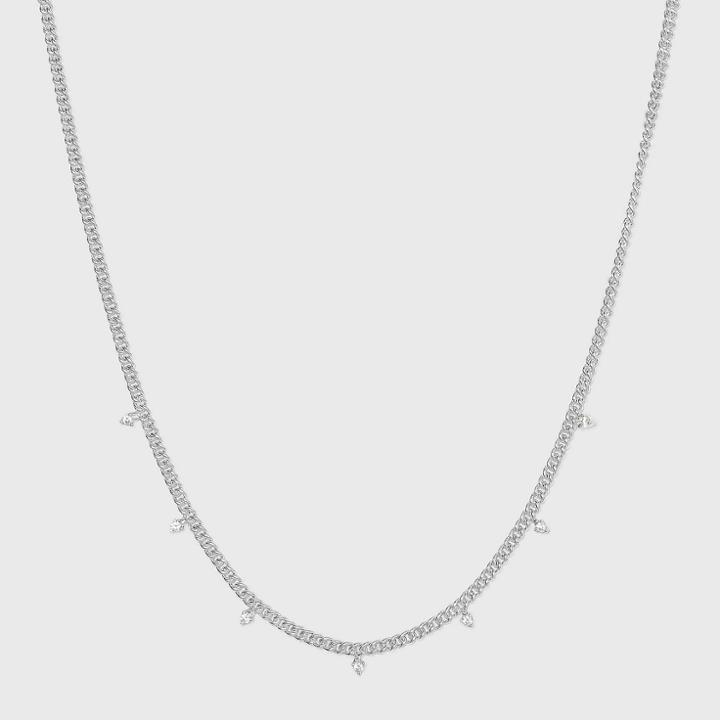 Silver Cubic Zirconia Chain Necklace - A New Day