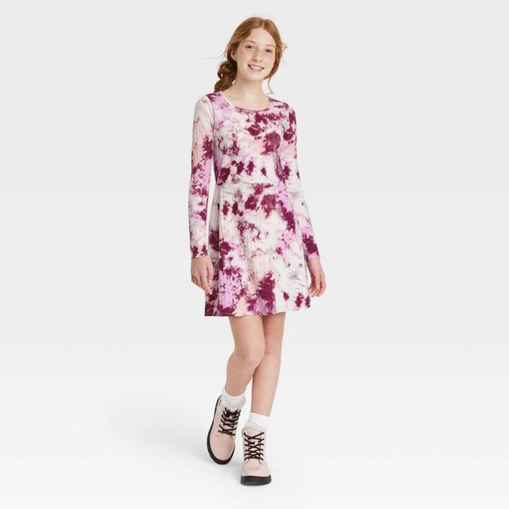 Girls' Skater Long Sleeve Dress - Art Class