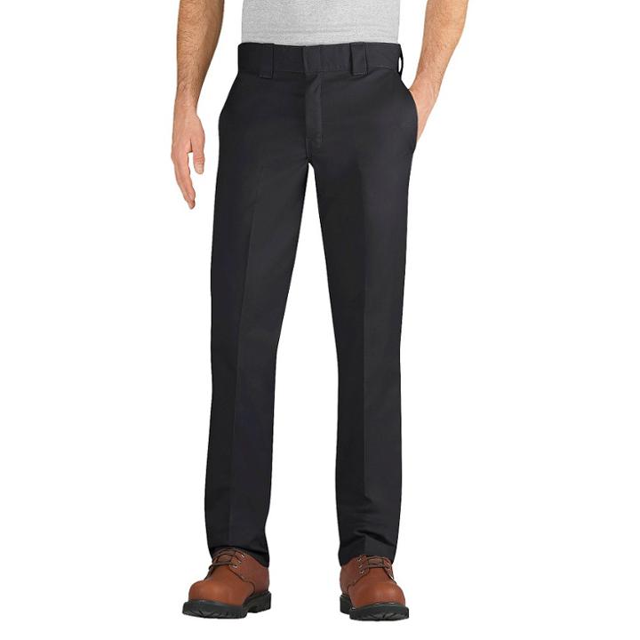 Dickies Men's Slim Taper Fit Twill Pants- Black
