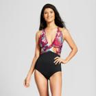 Clean Water Cleanwater Women's Striped Floral X Back One Piece - Red Floral