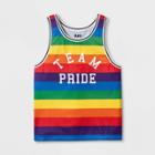 Ev Lgbt Pride Pride Gender Inclusive Adult Extended Size Team Pride Striped Rainbow Mesh Tank Top - 1xb, Adult Unisex,
