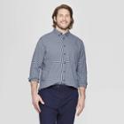 Men's Big & Tall Checkered Standard Fit Long Sleeve Northrop Poplin Button-down Shirt - Goodfellow & Co Breaktime Blue