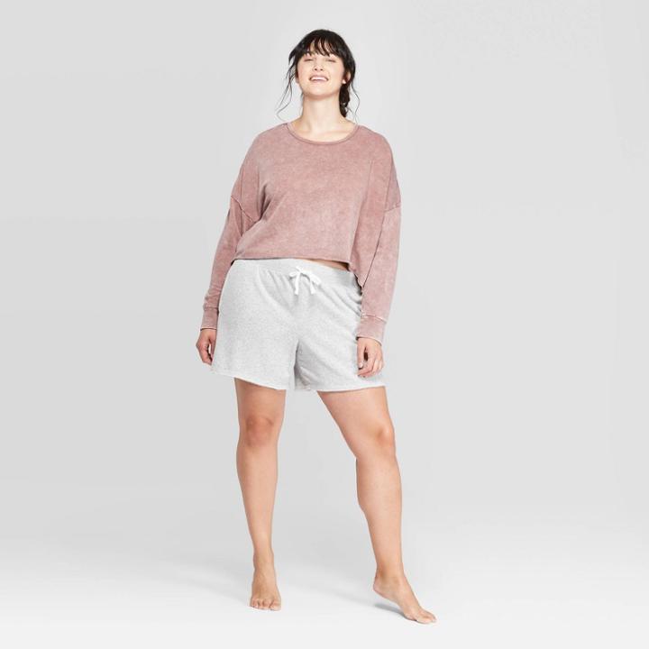 Women's Plus Size Cozy Fleece Bermuda Lounge Short - Colsie Heather Gray 1x, Women's,