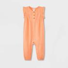 Baby Girls' Gauze Romper Pants - Cat & Jack Peach Orange Newborn