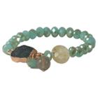 Zirconmania Zirconite Semi-precious Roundel Beads Stretch Bracelet With Genuine Druzy Stone - Aqua, Women's, Blue