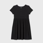 Women's Short Sleeve Rib-knit Babydoll Dress - Wild Fable Black