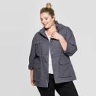 Women's Plus Size Utility Anorak Jacket With Removable Hood - Ava & Viv Gray X