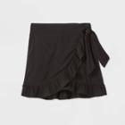 Women's Ruffle Hem Wrap Mini Skirt - Wild Fable Black S, Women's,