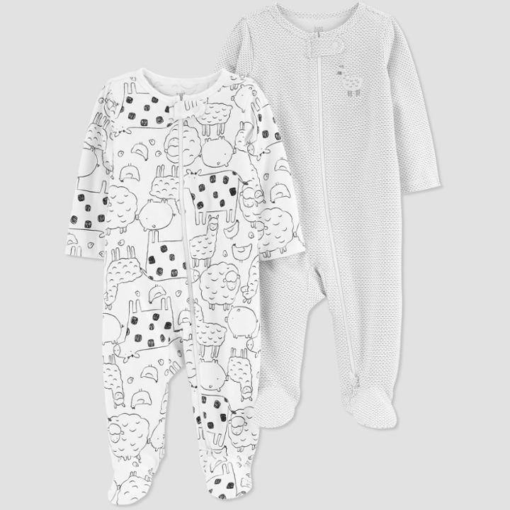 Baby 2pk Farm Animals Sleep N' Play - Just One You Made By Carter's Gray Newborn
