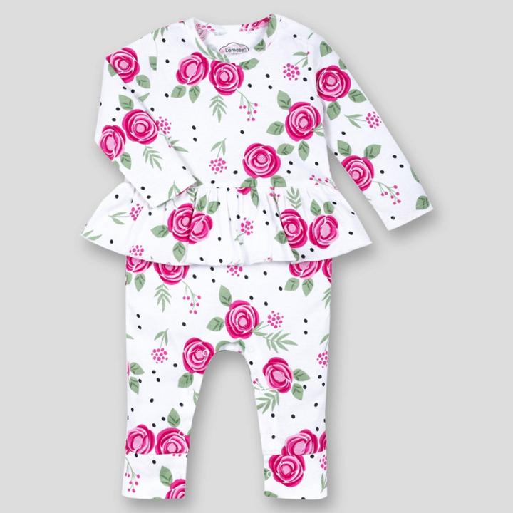 Lamaze Baby Girls' Organic Floral Romper - Pink/white