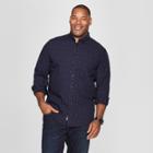 Men's Tall Plaid Standard Fit Long Sleeve Northrop Poplin Button-down Shirt - Goodfellow & Co Stargaze Navy