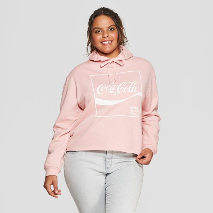 Women's Plus Size Coca-cola Hoodie - Freeze - Pink