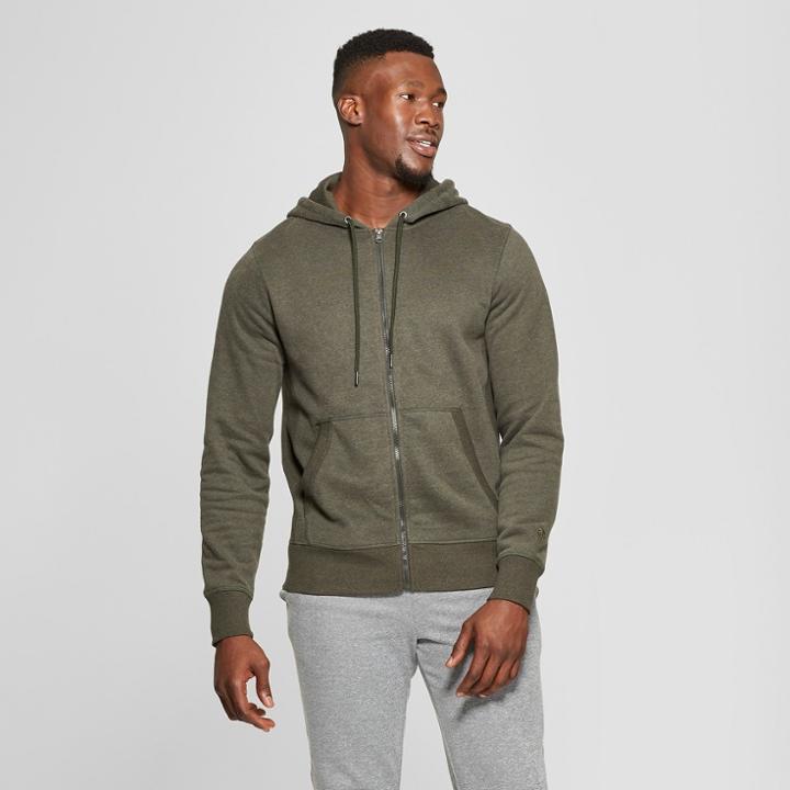 Men's Cotton Fleece Full Zip - C9 Champion Bottle Green Heather