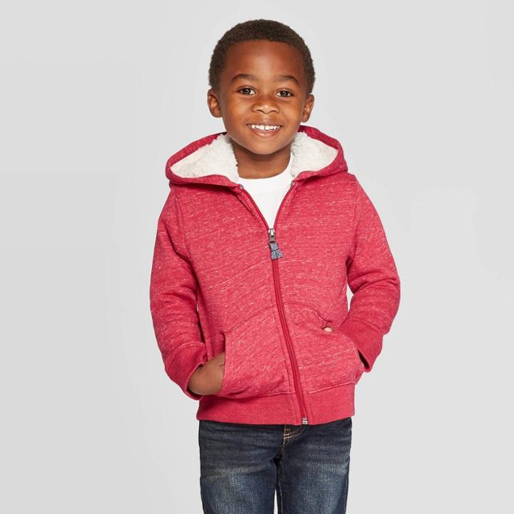 Toddler Boys' Zip-up Hoodie Sweatshirt - Cat & Jack Red