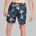 Men's 7 Birds Of Paradise Swim Trunks - Original Use Black