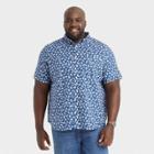 Men's Tall Printed Standard Fit Short Sleeve Button-down Shirt - Goodfellow & Co Vibrant Blue/fish