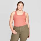 Women's Plus Size Scoop Neck Rib Racerback Slim Fit Tank Top - Universal Thread Rose (pink)