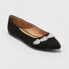 Women's Jemma Embellished Pointed Toe Ballet Flats - A New Day Black