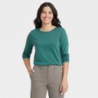 Women's Long Sleeve Supima T-shirt - A New Day Teal