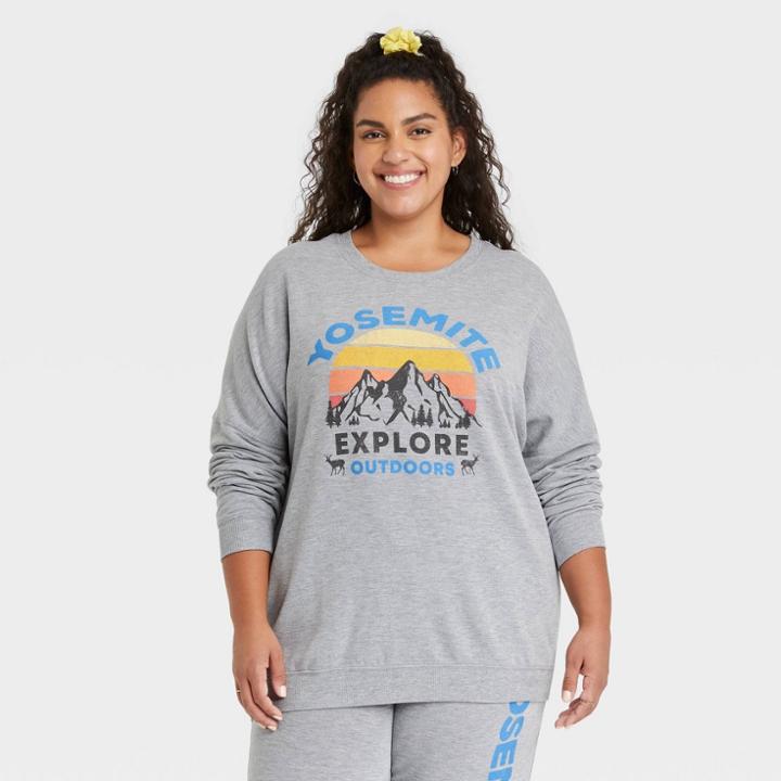 Zoe+liv Women's Plus Size Yosemite Graphic Sweatshirt - Gray