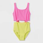 Girls' Solid One Piece Swimsuit - Art Class Pink